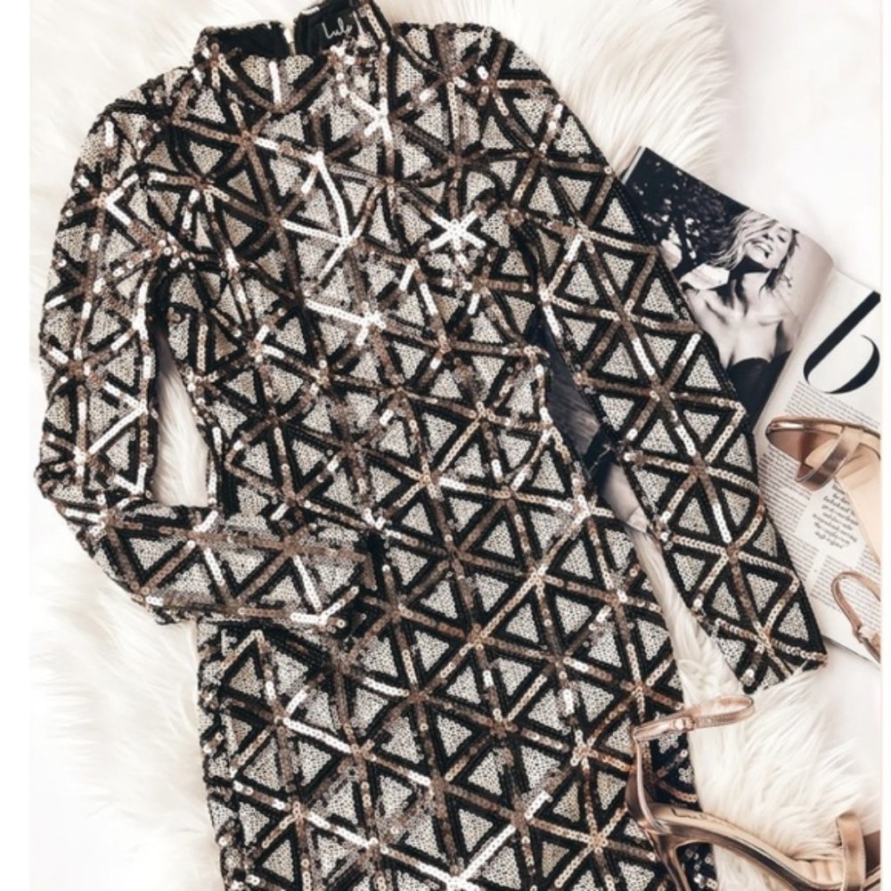 Lulu's Long Sleeve Sequin Dress